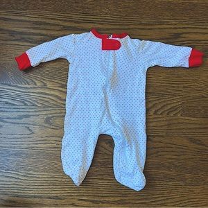 Baby Loren Red Dotted footed zip Onesie